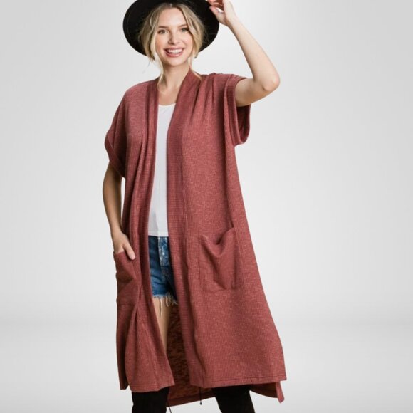 JODIFL Sweaters - NWT - Jodifl Mauve Short Sleeve Ribbed Cardigan